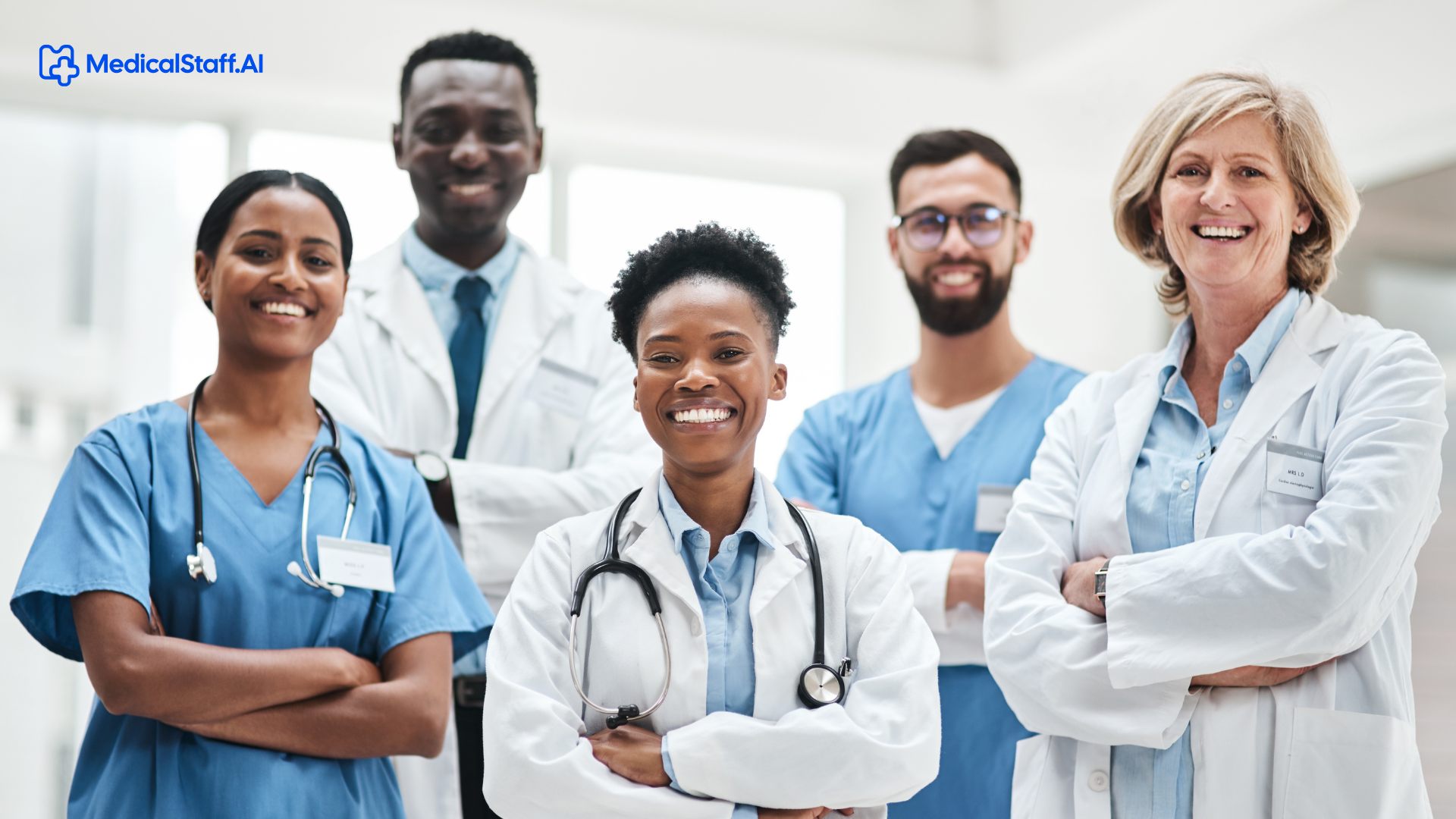 Healthcare professionals representing the most in-demand healthcare jobs in 2026, including nurses, allied health professionals, and medical specialists.