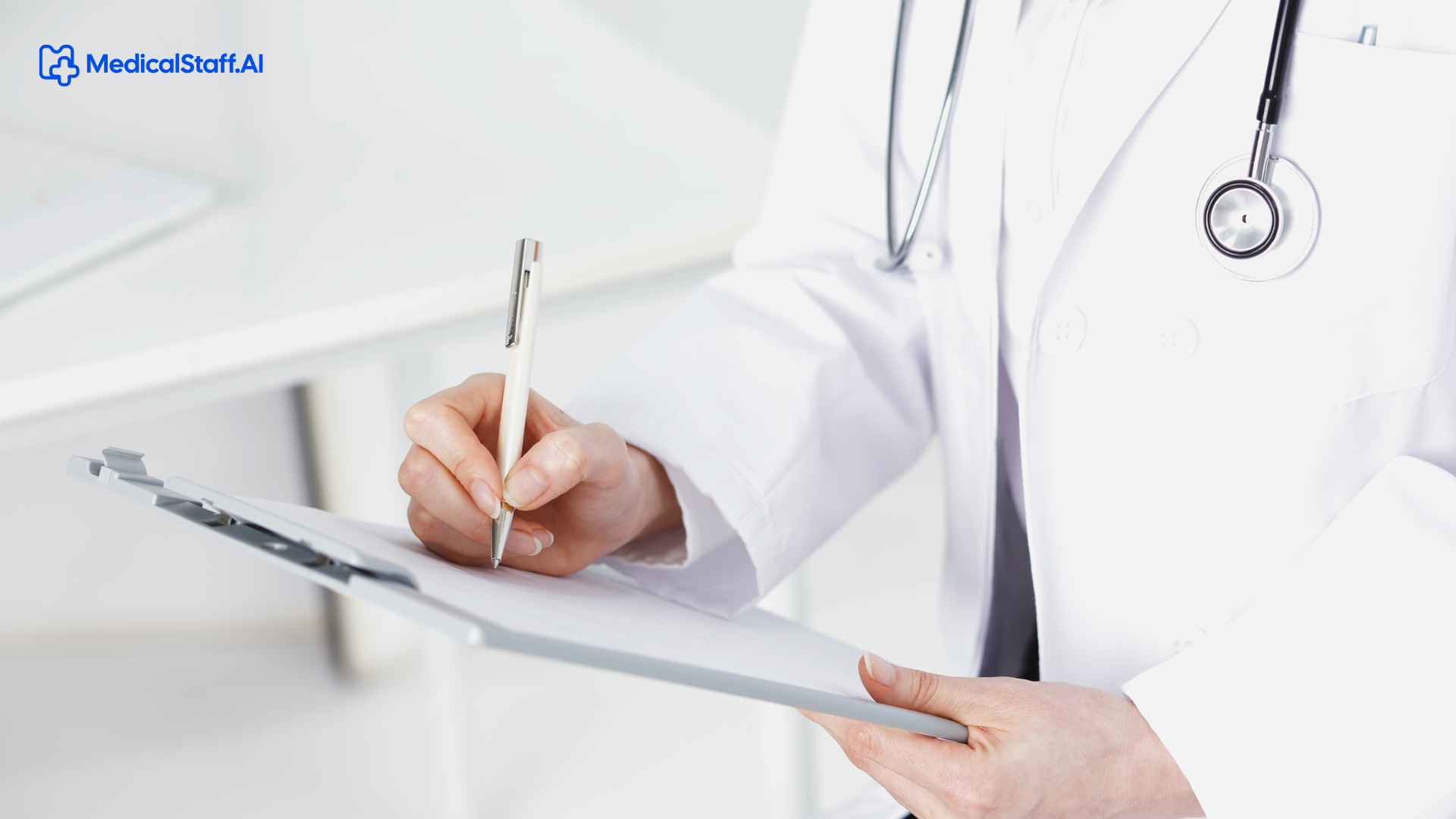Healthcare professional preparing a resume for a job application.